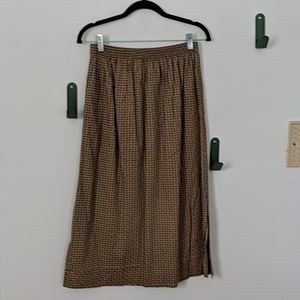 Vintage knee length print elastic waist skirt